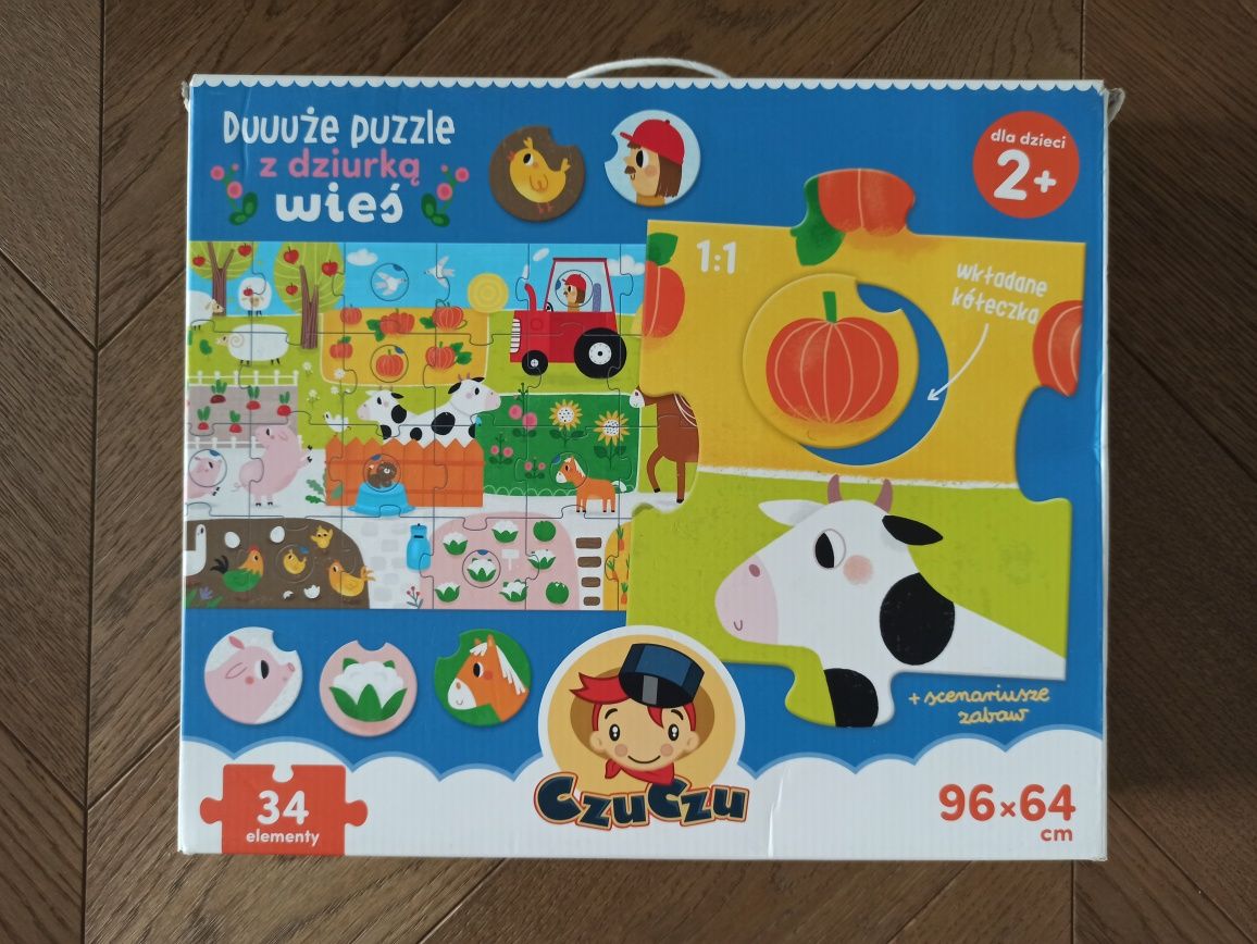 CzuCzu Duże puzzle z dziurką Wieś. 2+