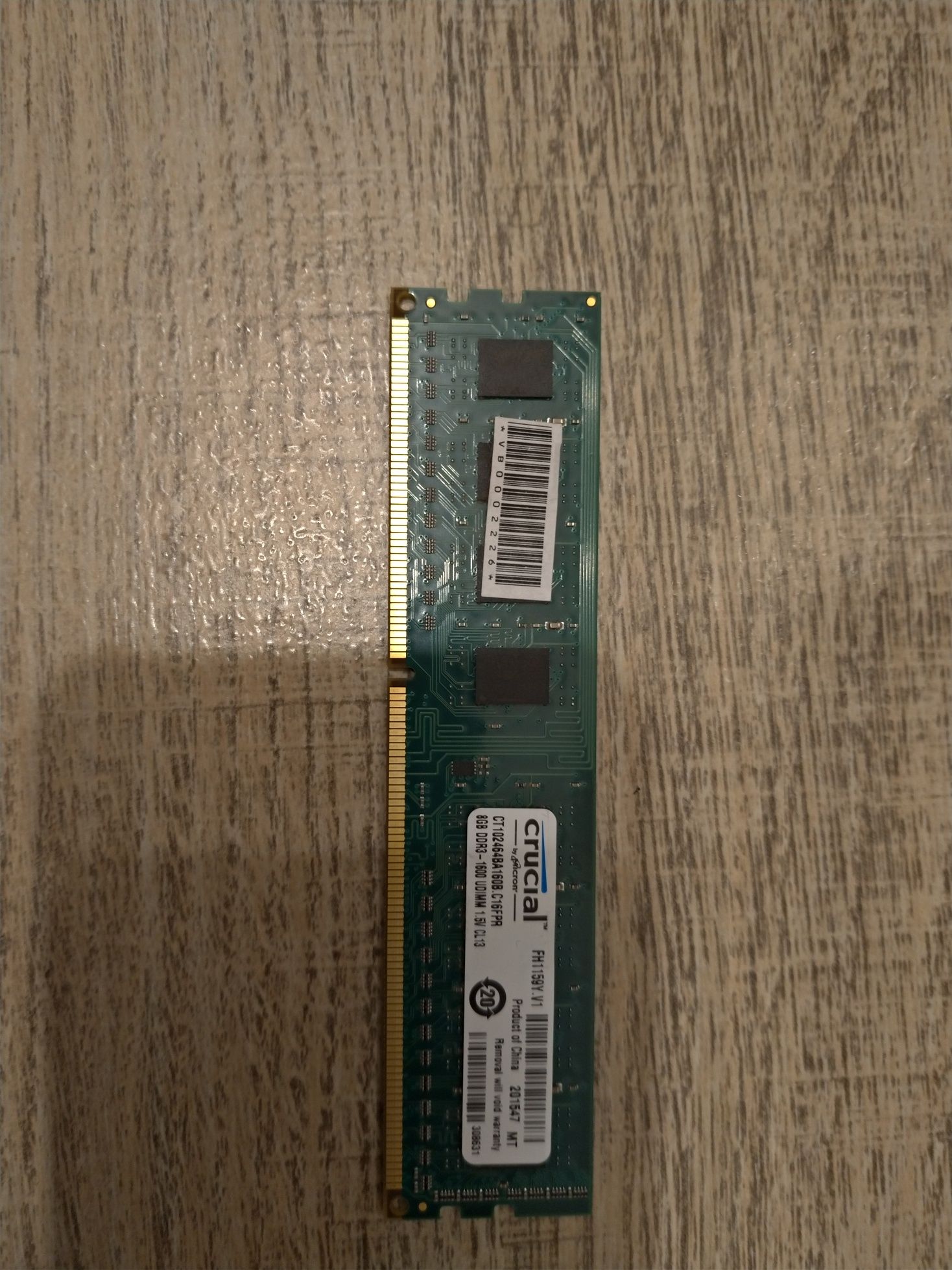 Memoria DDR3 8gb crucial 1600mhz
