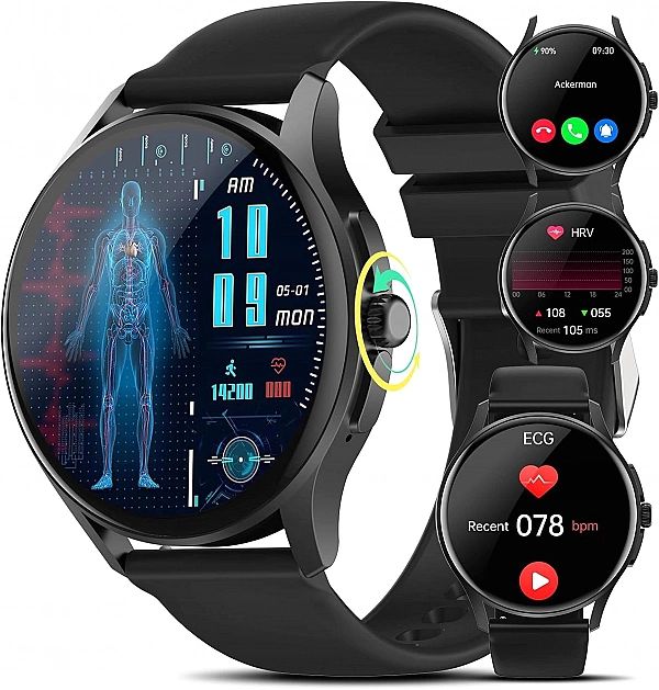 Smartwatch, Zegarek Męski, Damski, Ekg/Hrv/Sen, Krwi/Spo2/Tętna Z Blue