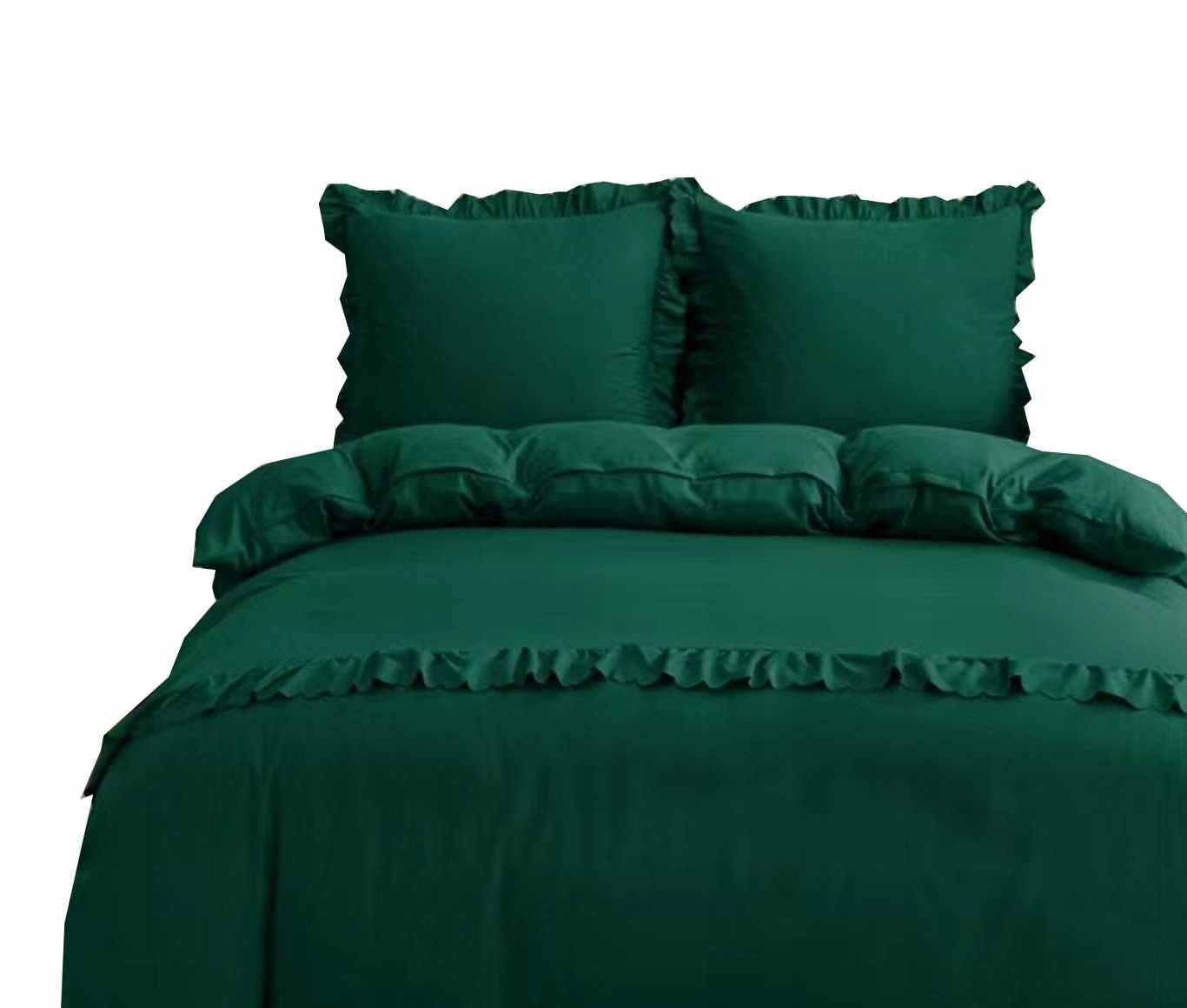 Komplet pościeli 160x200 2x70x80 zielony falbanka mikrofibra