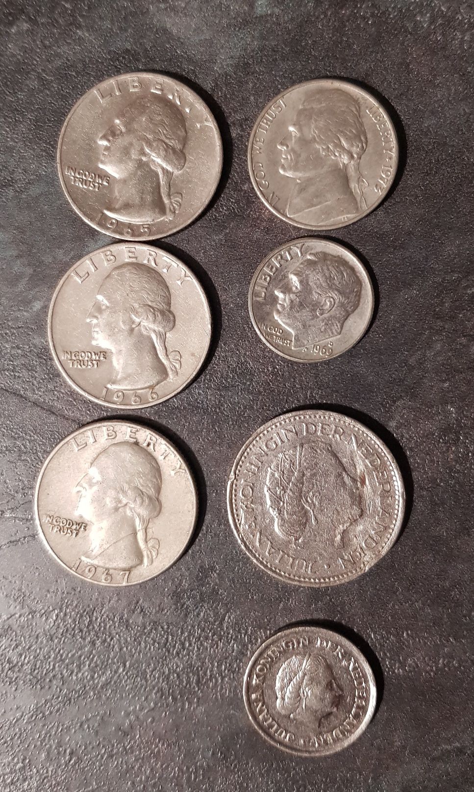 Монета перевертыш Quarter Dollar Liberty 1965,1966,1967года и др !!