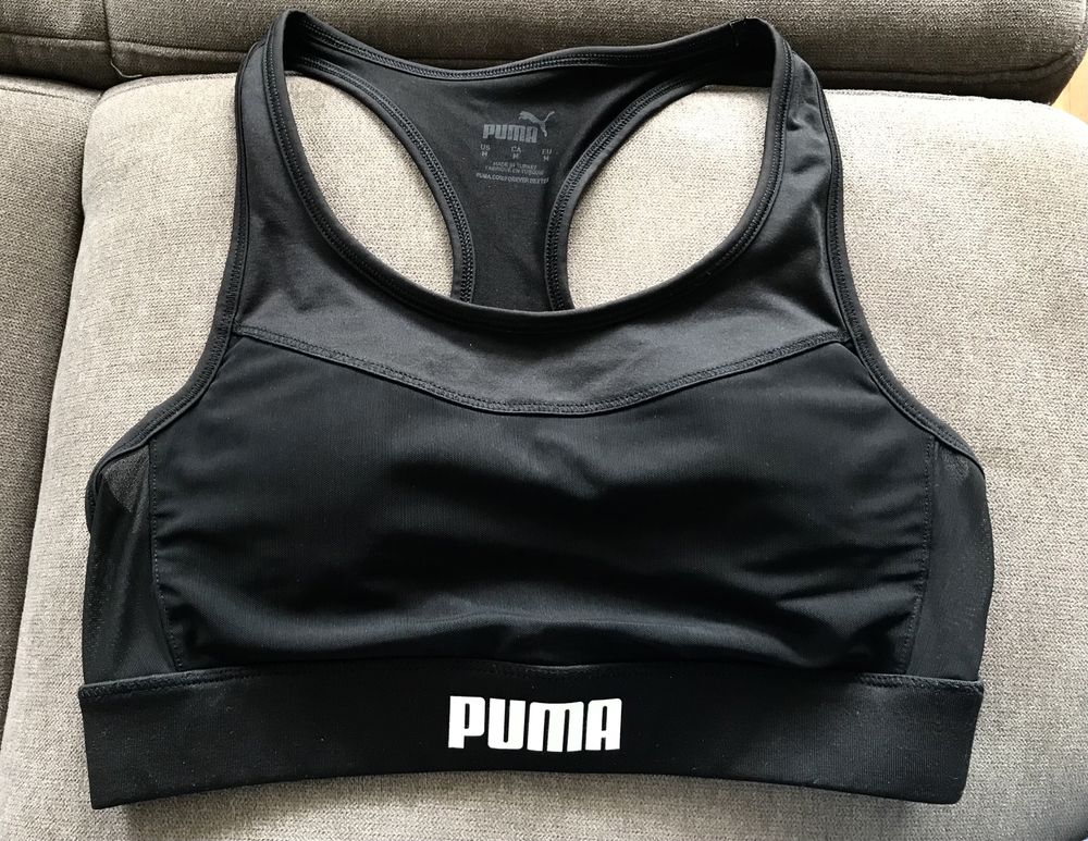 PUMA stanik sportowy szybkoschnący oddychający gładki logo M czarny