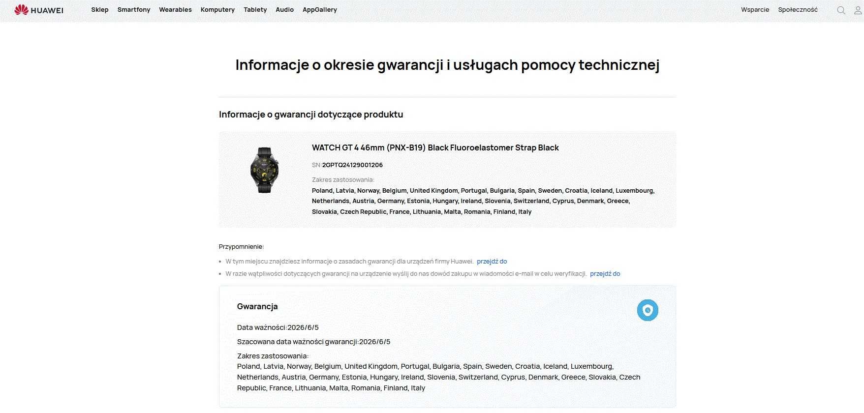 Huawei Watch GT 4 PNX-B19 46mm GWARANCJA DO 05.06.2026