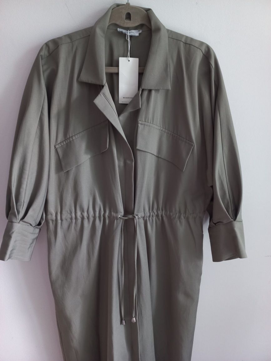 Reserved sukienka szmizjerka koszulowa midi khaki oliwkowy L 40 nowa