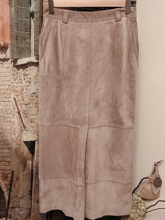 Спідниця натуральна замша довга М-L шкіряна макси юбка
