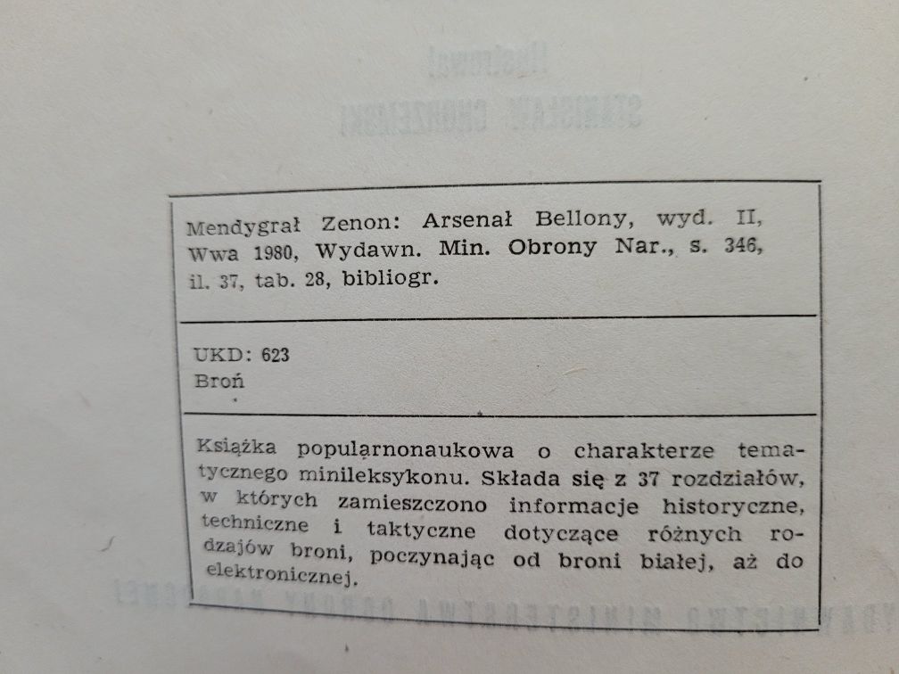 Zenon Mandrygał Arsenał Bellony 1980 MON wyd. 2