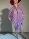 Szal chusta vintage boho fiolet handmade retro