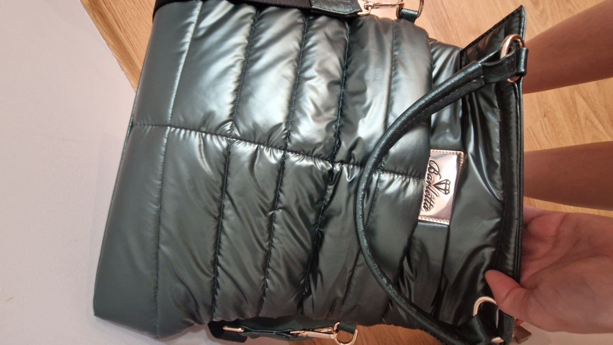 Piękna elegancka torba damska butelkowa zieleń barletta