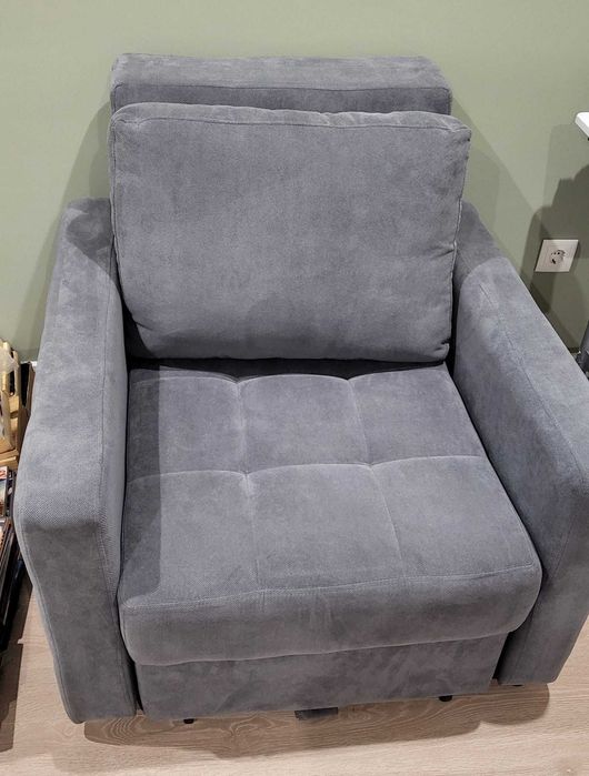 ArmChair-bed, large storage under seat. Removable sides. Never used