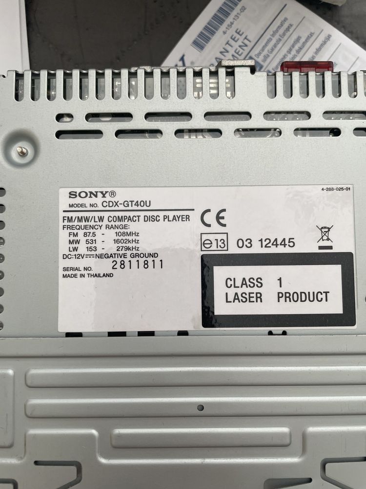 Radio do auta sony cdx gt40u