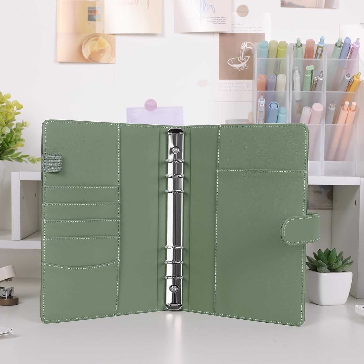 SKYDUE Segregator Notes A5 Skóra PU Organizer Zielony