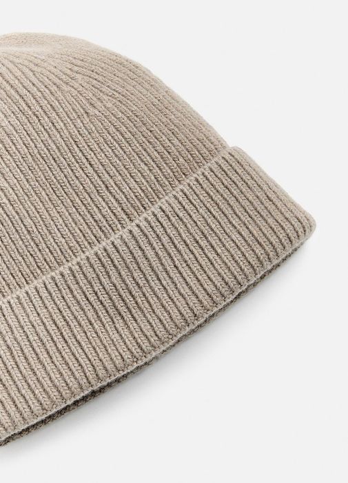 Шапка Zara біні рубчик на основі вовни бежева