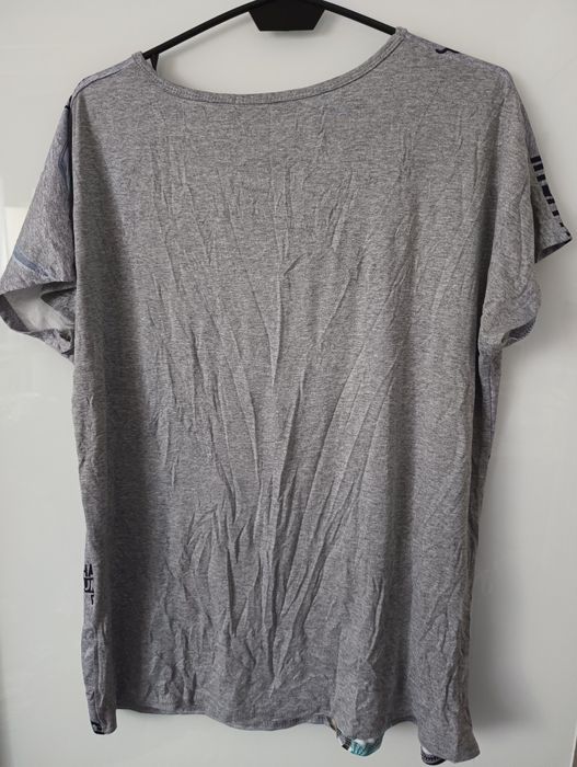 Nowa koszulka szara z nadrukiem perfumy plus size do 140 biust M /L