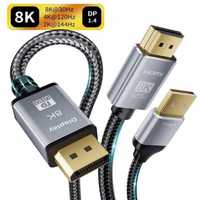 4K HDMI 2.1 do Displayport 1.4 kabel konwertera