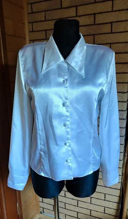 Biała elegancka koszula strój galowy błyszcząca S / 36 damska