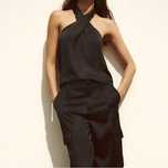 Zara Czarny top halter 40 L odkryte plecy nowy