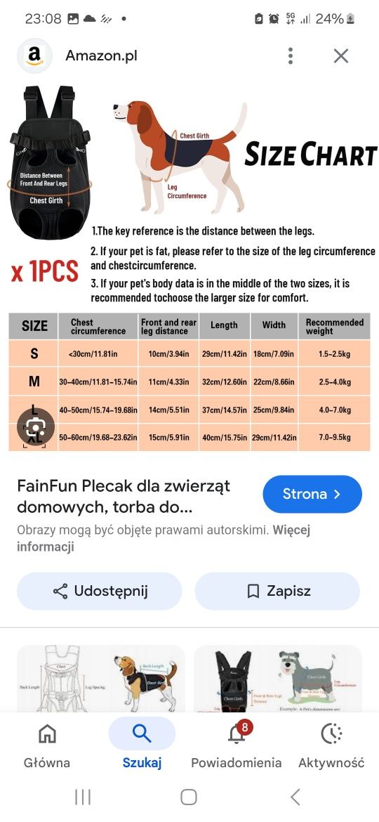 Plecak dla psa/kota fainfun m