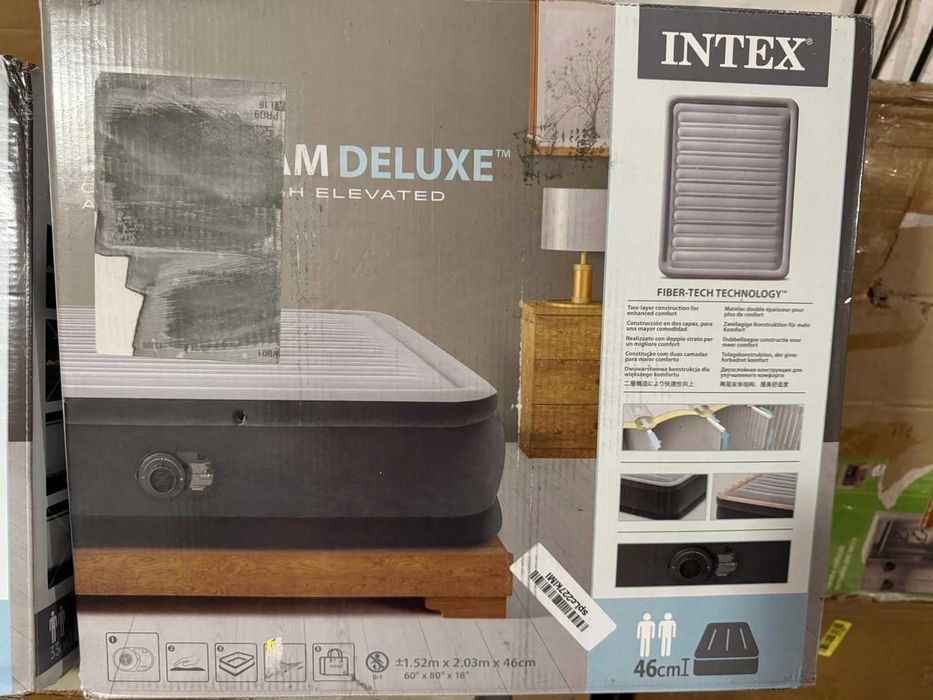 Materac Dmuchany Dwuosobowy Łóżko INTEX z POMPKĄ 230V WELUROWY