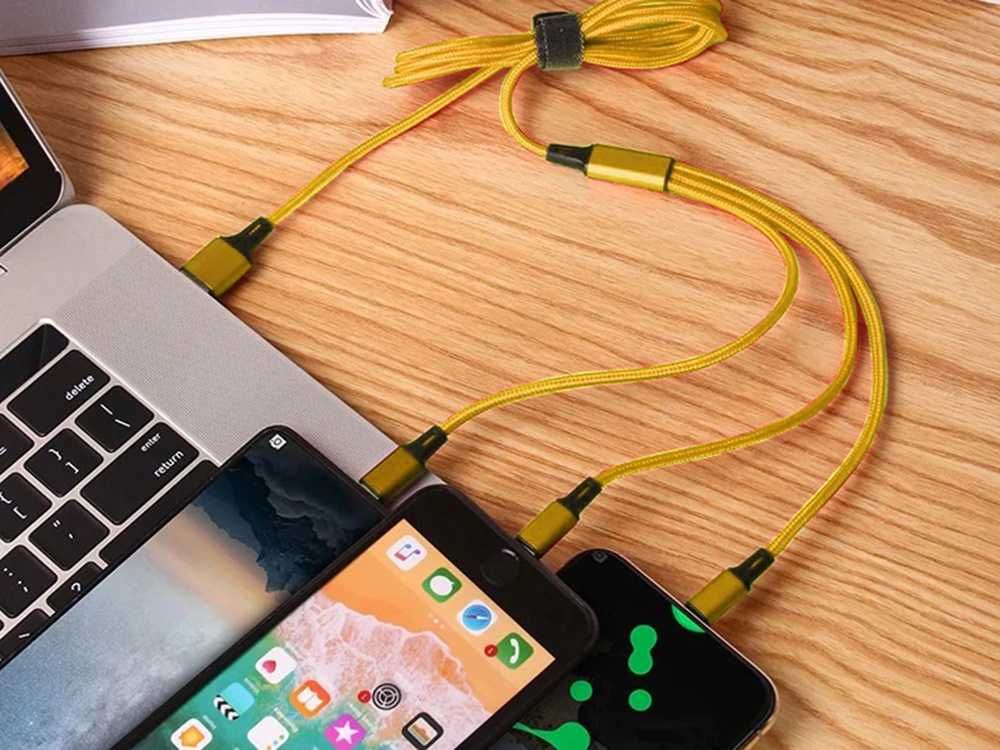 Kabel usb 1,2m do telefonu 3w1 lightning-iPhone micro usb usb-c