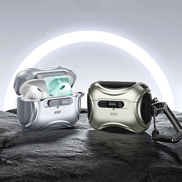 Etui Esr Cyber Flicklock Halolock MagSafe na Airpods Pro 1 / 2 - srebr