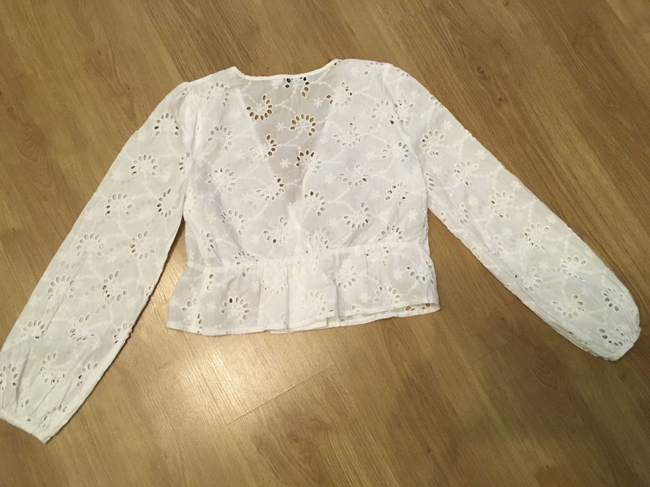 Ażurowa biała bawelna 100% bluzeczka damska na lato 38/M