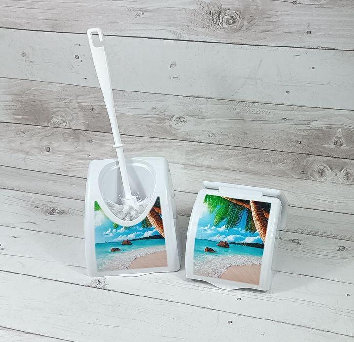 Zestaw do łazienki szczotka + uchwyt na papier toaletowy