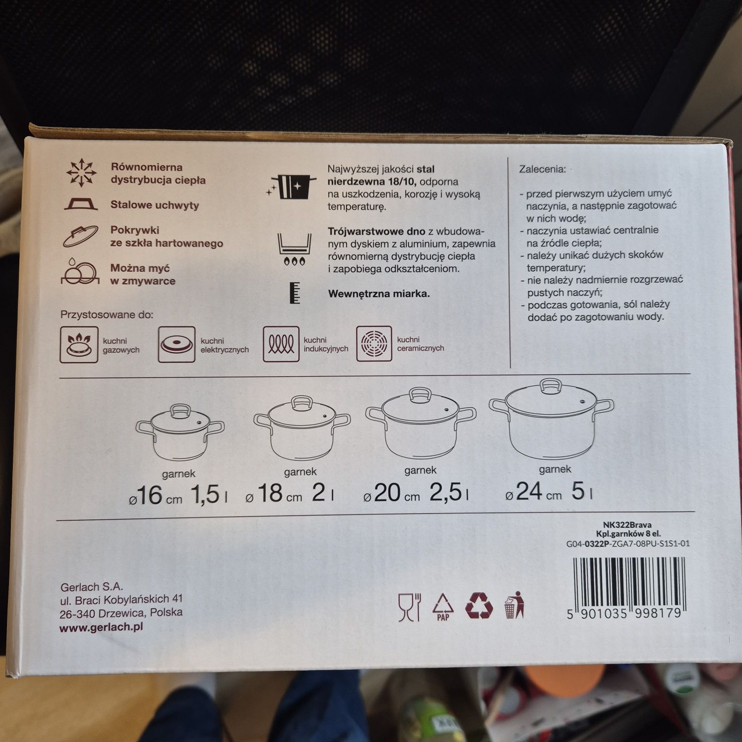 Zestaw garnków Gerlach Brava 8 elementów