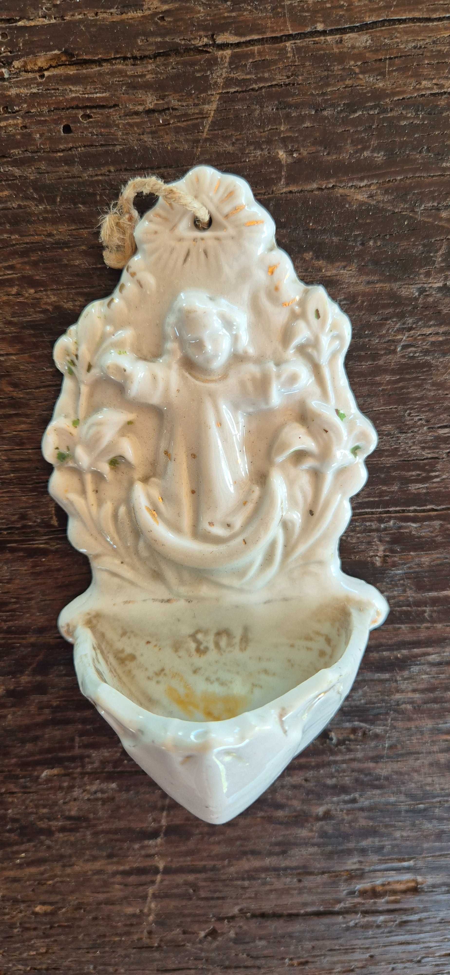 Stara antyczna porcelanowa kropielnica antyk zabytek