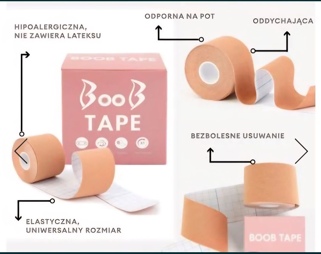 Boob tape Taśma modelująca biust plus naklejki na sudki zestaw