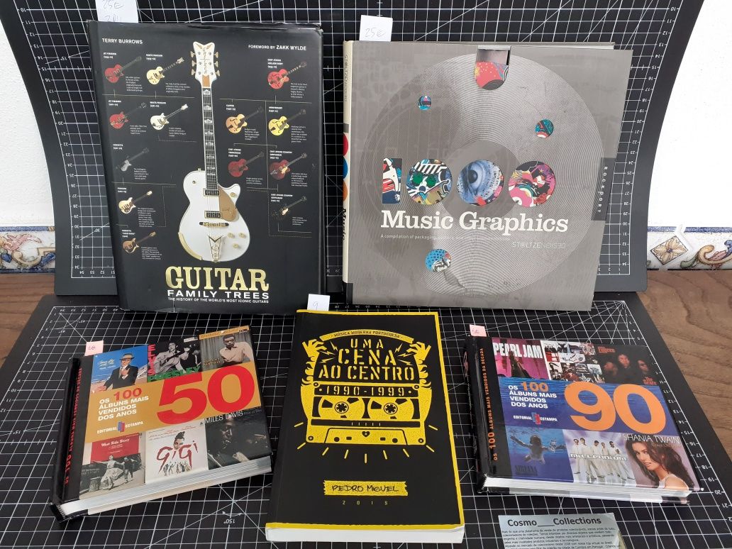 Livros Rock. music graphics,  Guitar Family trees, 100 álbuns anos 90