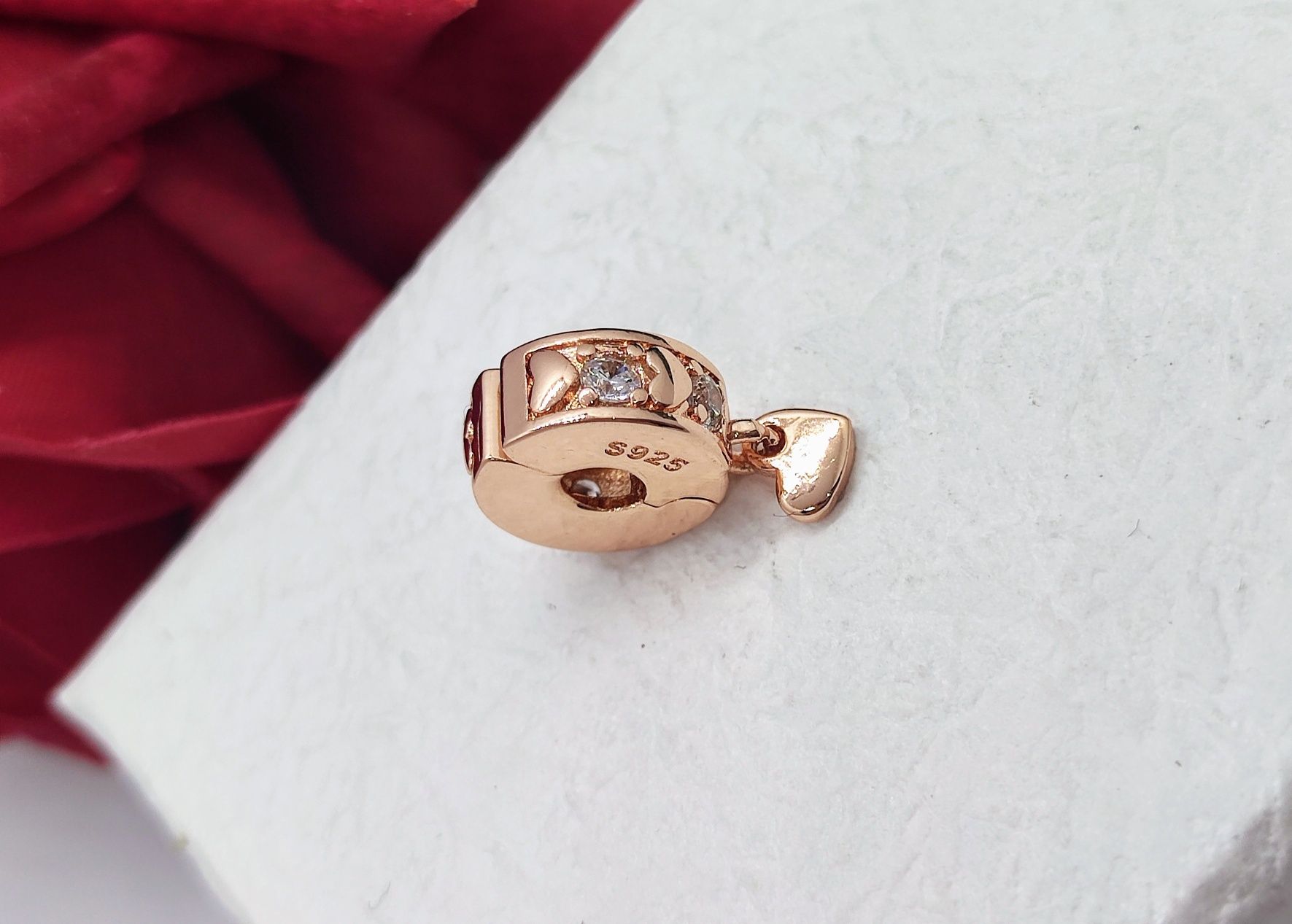Charm's stoper otwierany rose gold S925