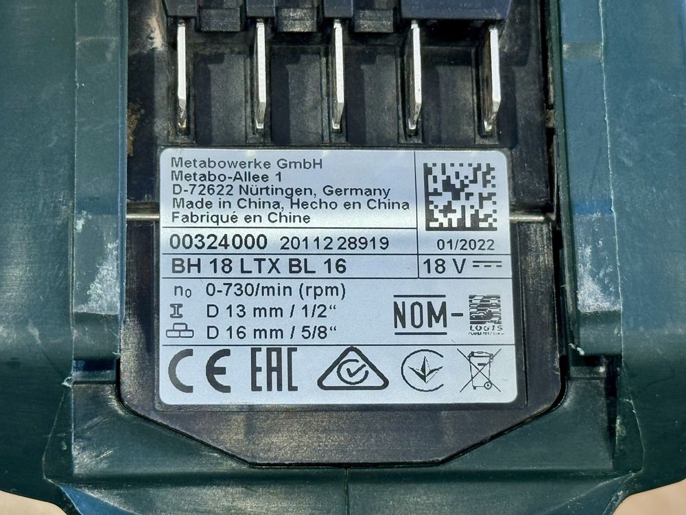 Młotowiertarka Akumulatorowa METABO BH 18 LTX BL 16 + 2x Aku 4.0Ah