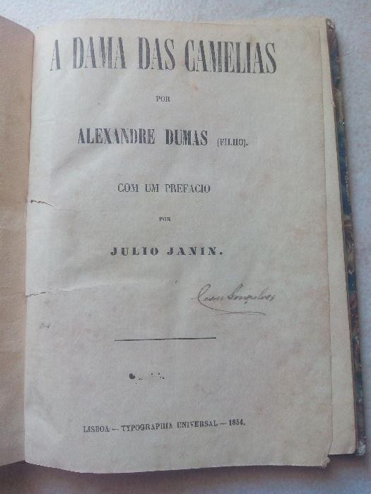 Livro "A Dama das Camélias" de Alexandre Dumas (filho), Edição 1854