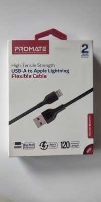 Кабель зарядний для iPhone PROMATE USB/Lightning 1.2m 2A Black