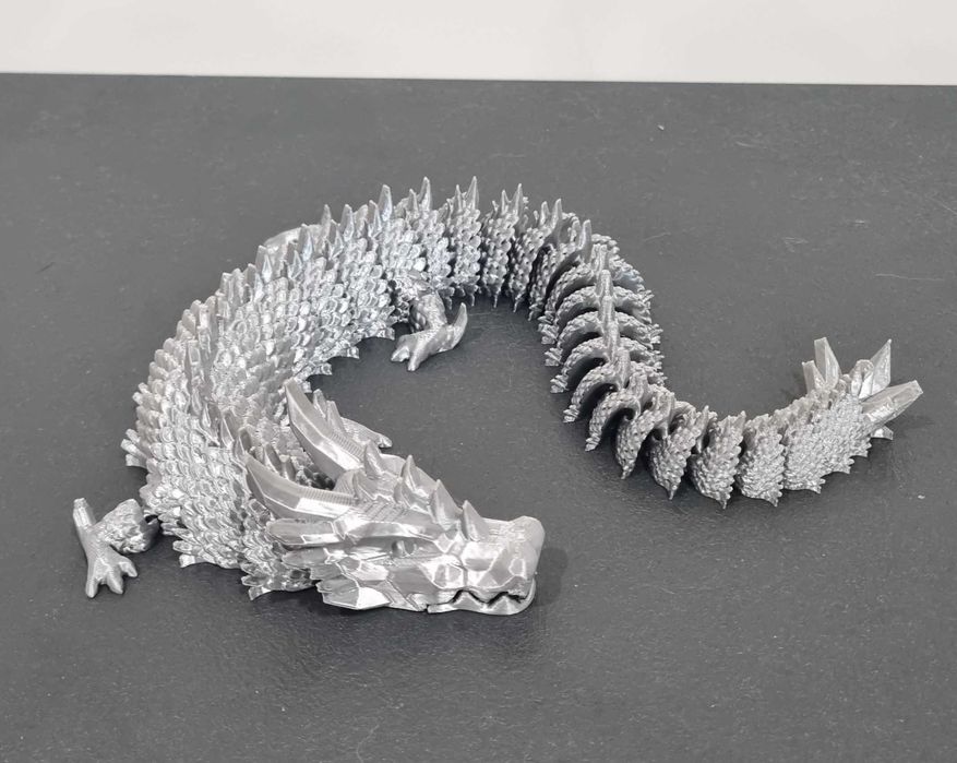 Smok Articulated 36 cm –srebrny z ruchomymi segmentami !