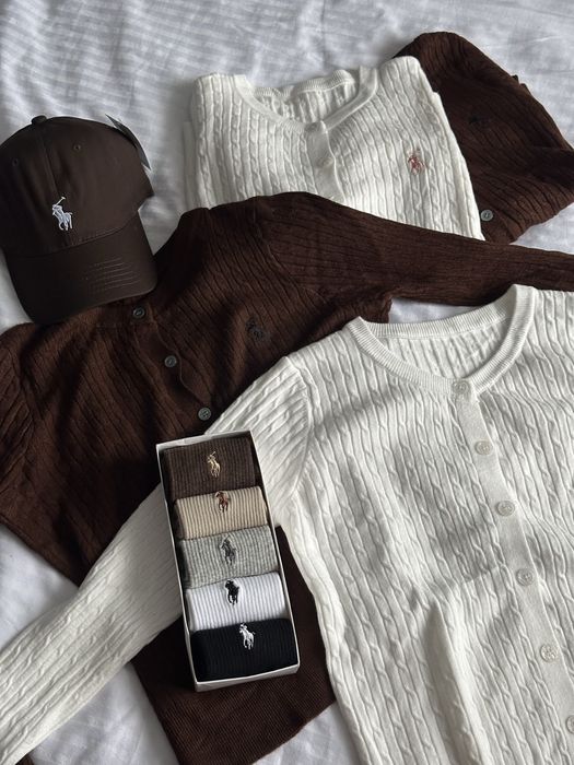 Светр ralph lauren, жіночий кардиган, білий светр, шоколадний кардиган