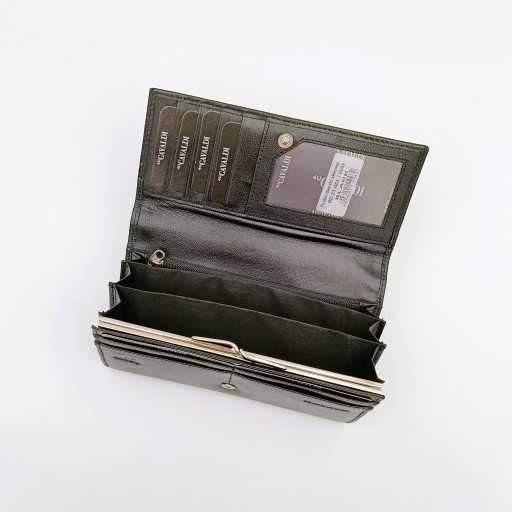 Portfel damski SKÓRA NATURALNA czarny pojemny jakość RFID prezent