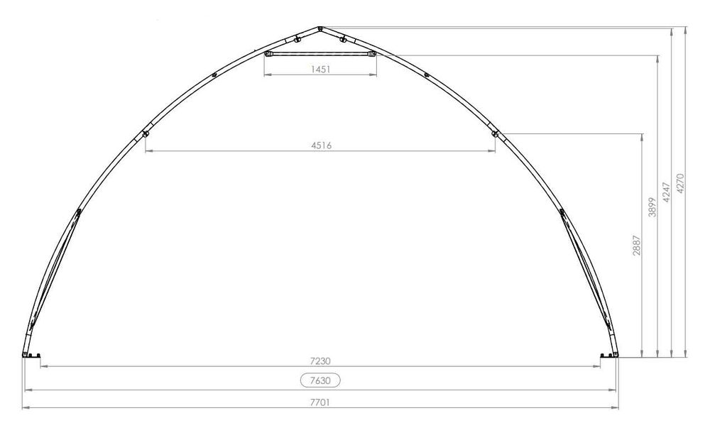 Hala namiotowa P25 / 7,7 x 4,2 x 12,9 m