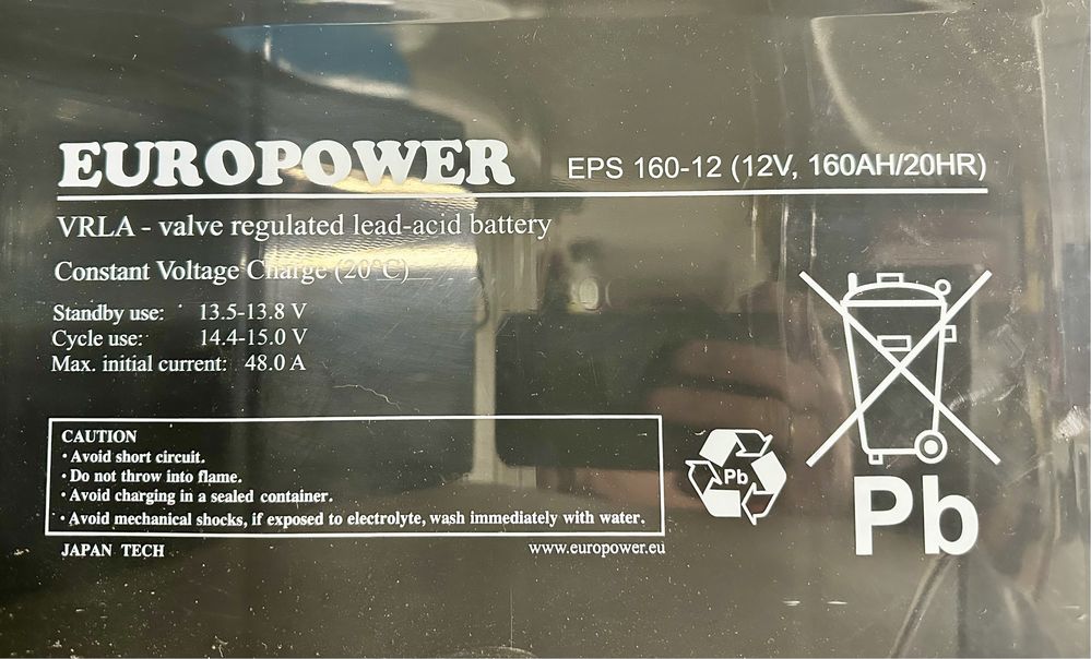 Akumulator AGM Europower EPS 160-12 (12V, 160AH/20HR) - 20 szt.