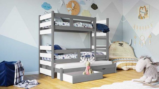 Łóżko piętrowe 3 osobowe dla dzieci MIA + materace GRATIS!