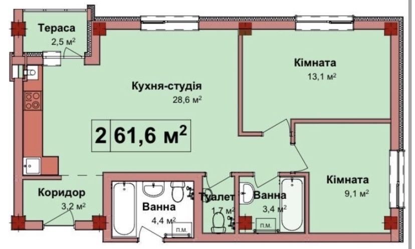 Квартира «ГЕЛІОДОР» в КЛУБНОМУ будинку