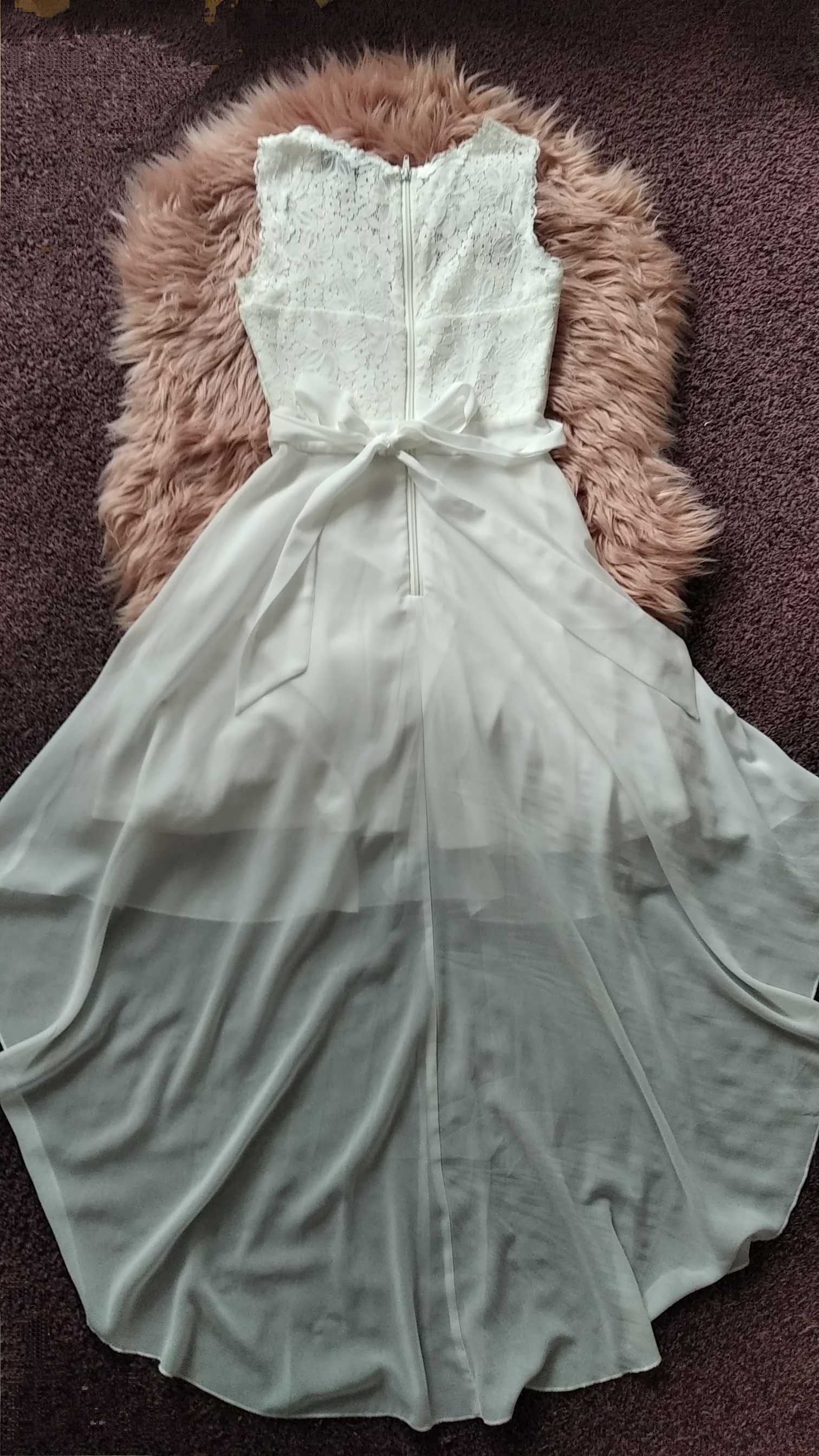 Biała koronkowa sukienka tiulowa komunijna ślubna rozmiar XS