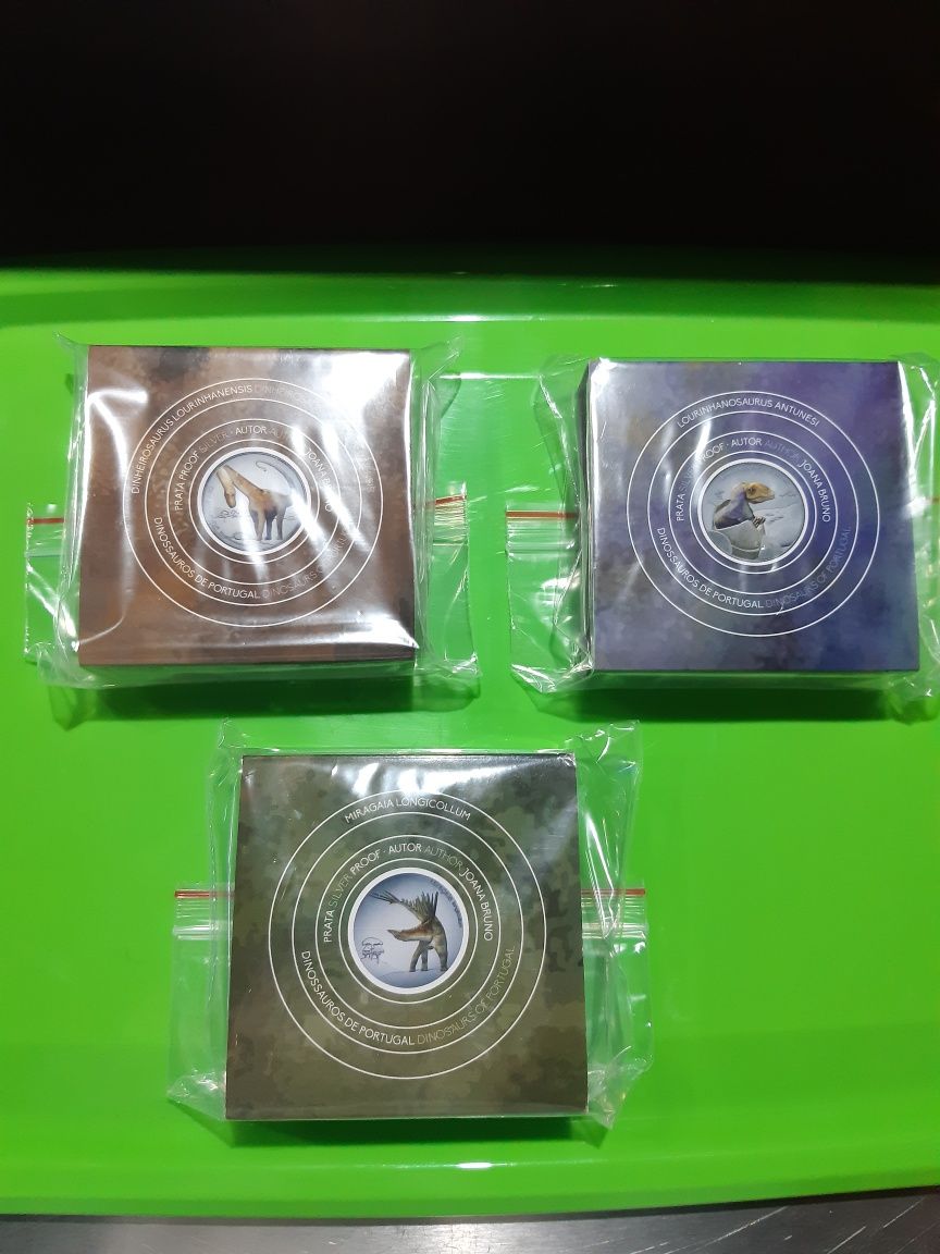 Lote 3 moedas 5€ prata Proof dinossauros