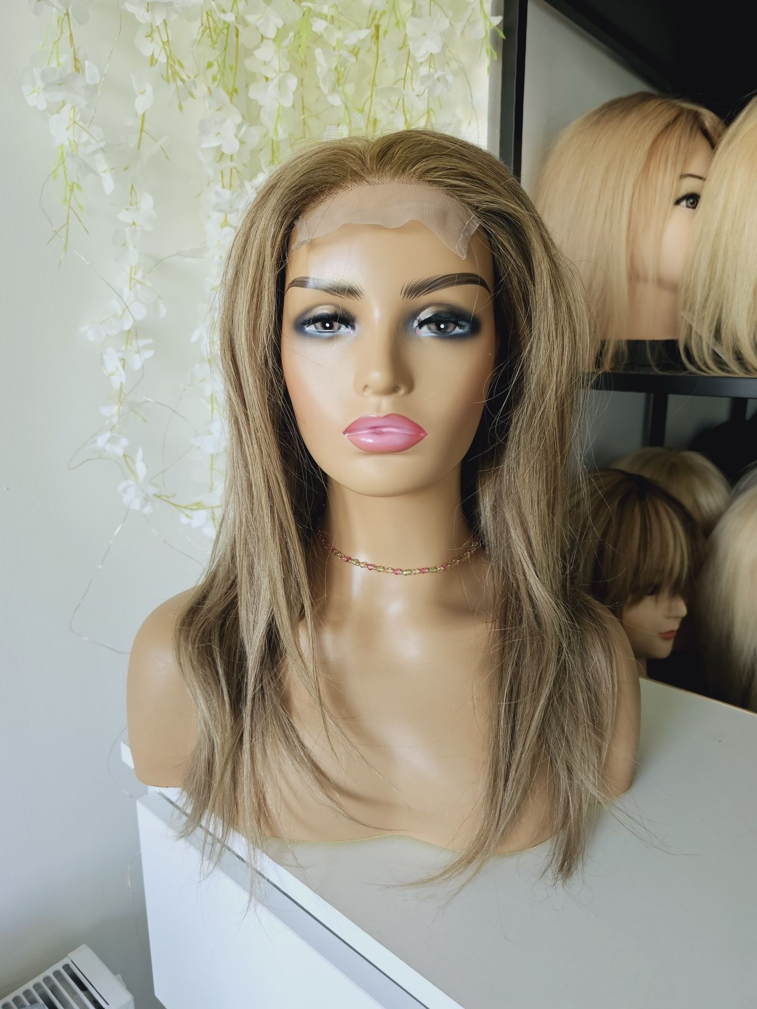 Długa peruka z włosów naturalnych blond Karina 60 cm