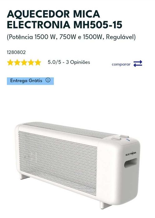 Aquecedor mica como novo usado duas ou três vezes