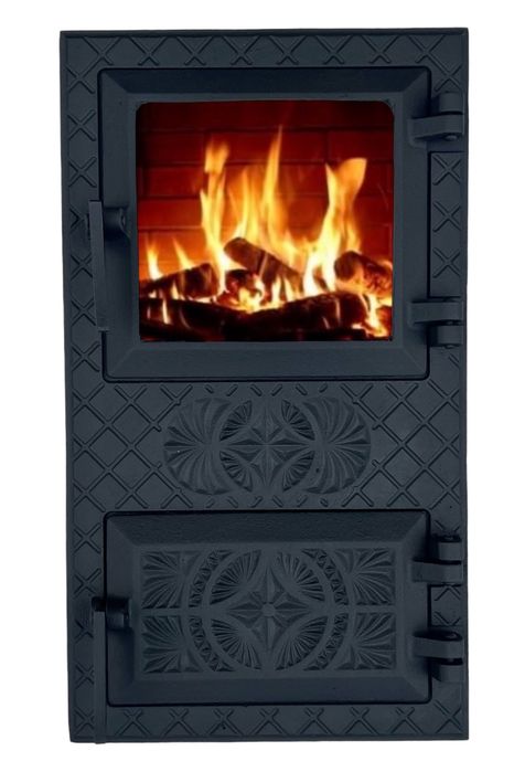 Дверка для печі і барбекю, чавунна дверка із склом код1011