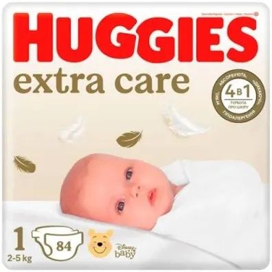Підгузки Huggies Extra Care 1(84шт),2(82шт)памперси Хаггіс для немовля
