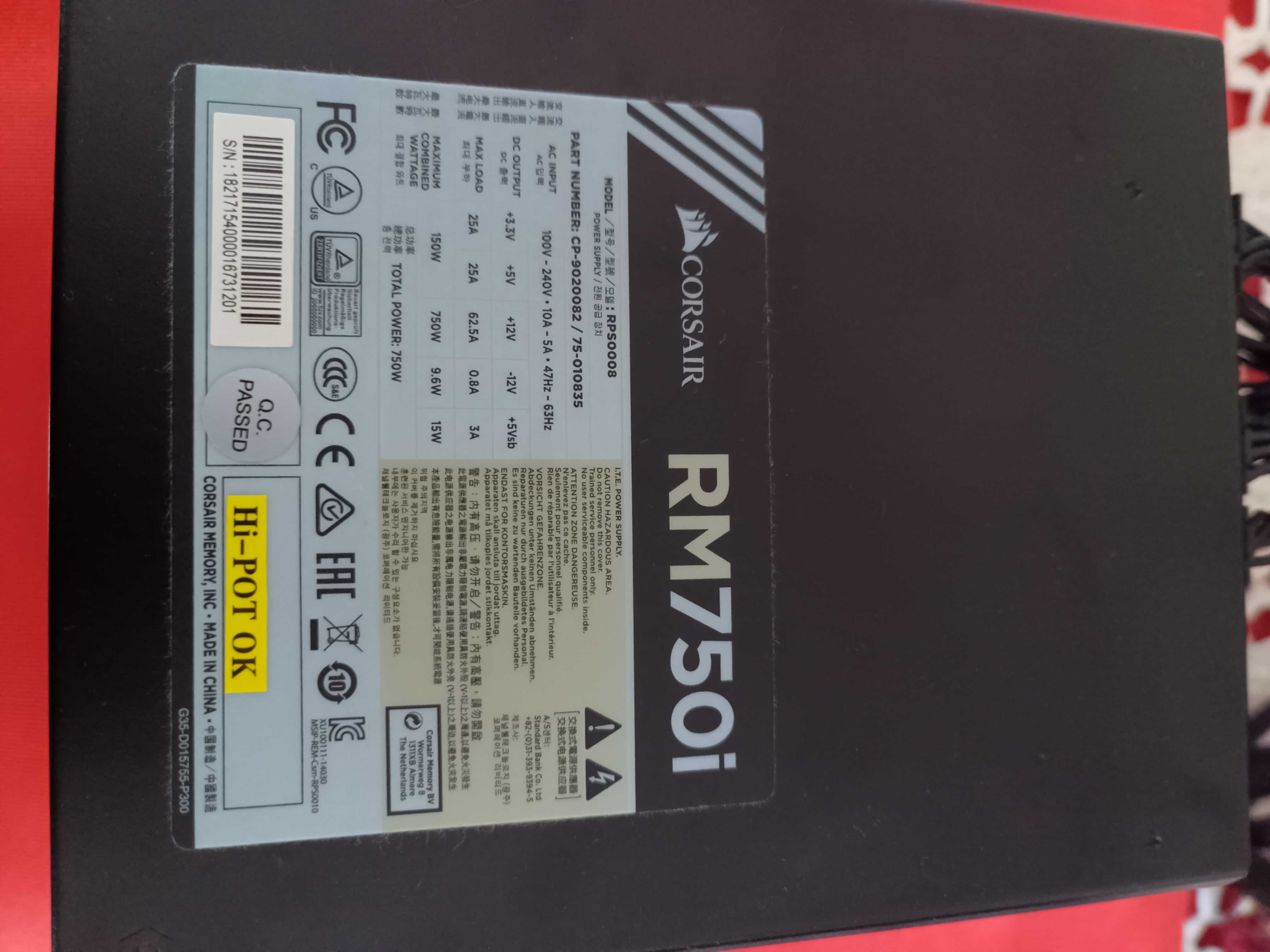 Fonte de alimentacao Corsair RM750i Plus Gold