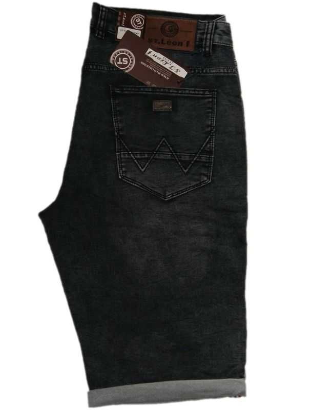 Duże MĘSKIE KRÓTKIE SPODENKI ze streczem 6XL W44 pas 120-124cm CZARNE
