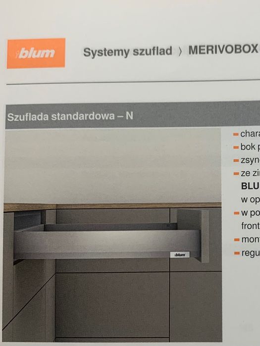 BLUM MERIVOBOX Bok N długość 500 mm